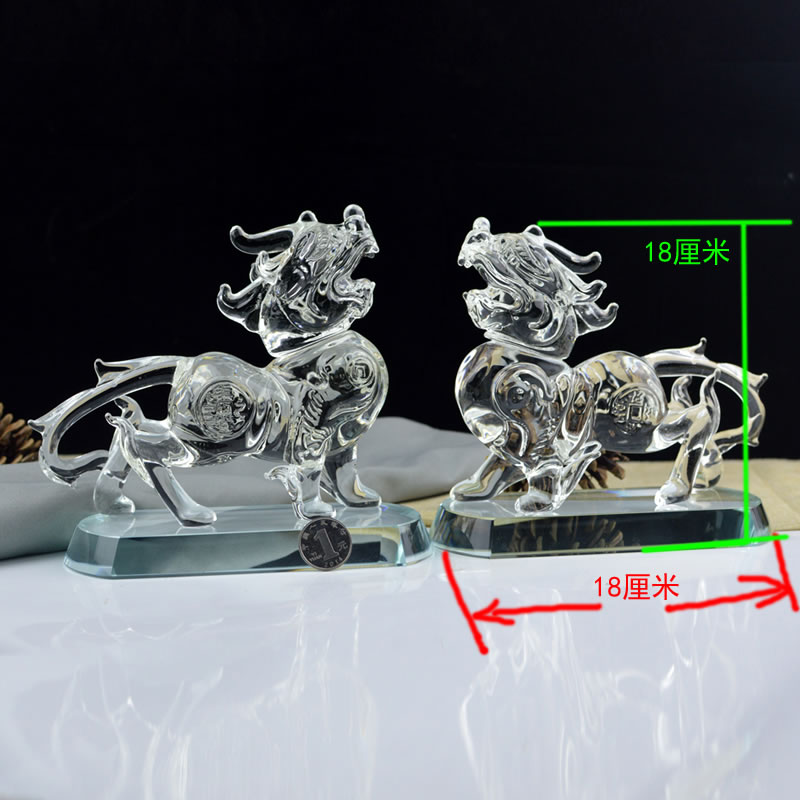 水晶貔貅透明大号带底座客厅玄关风水吉祥摆件招财进宝聚宝盆批发