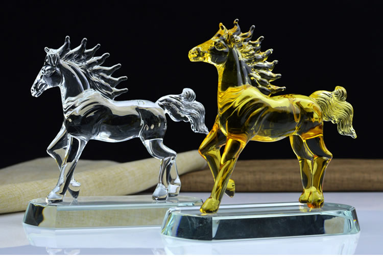 水晶马生肖摆件水晶一马当先走马上任马到成功吉祥物办公玄关装饰礼品-七鬃烈马