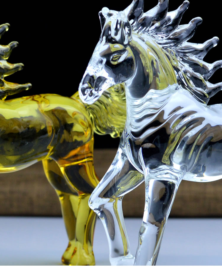 水晶马生肖摆件水晶一马当先走马上任马到成功吉祥物办公玄关装饰礼品-七鬃烈马