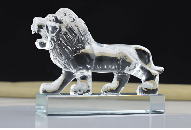 水晶狮子摆件工艺品生肖礼物招财客厅电视柜玄关车内装饰品开业礼物