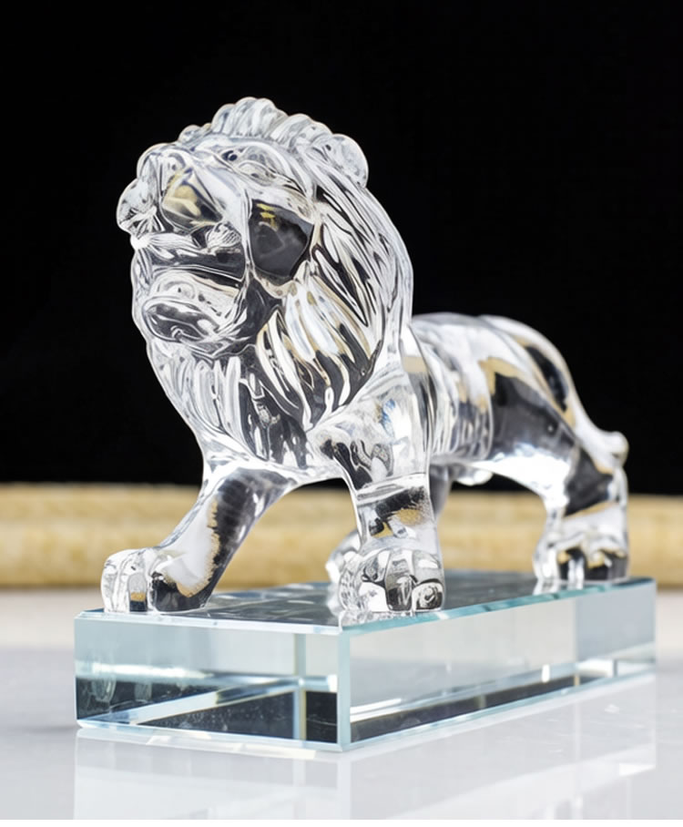 水晶狮子摆件工艺品生肖礼物招财客厅电视柜玄关车内装饰品开业礼物