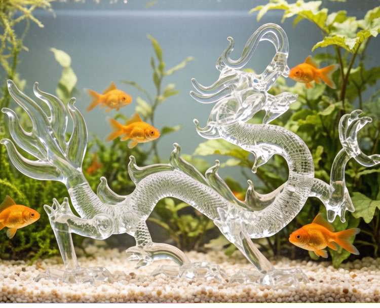 龙水晶生肖龙摆件十二生肖办公室玄关客厅茶桌装饰透明K9能量招财