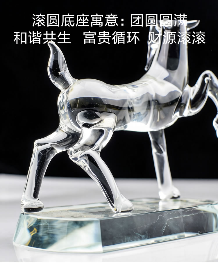 羊水晶生肖羊摆件十二生肖办公室玄关客厅茶桌装饰透明K9能量招财